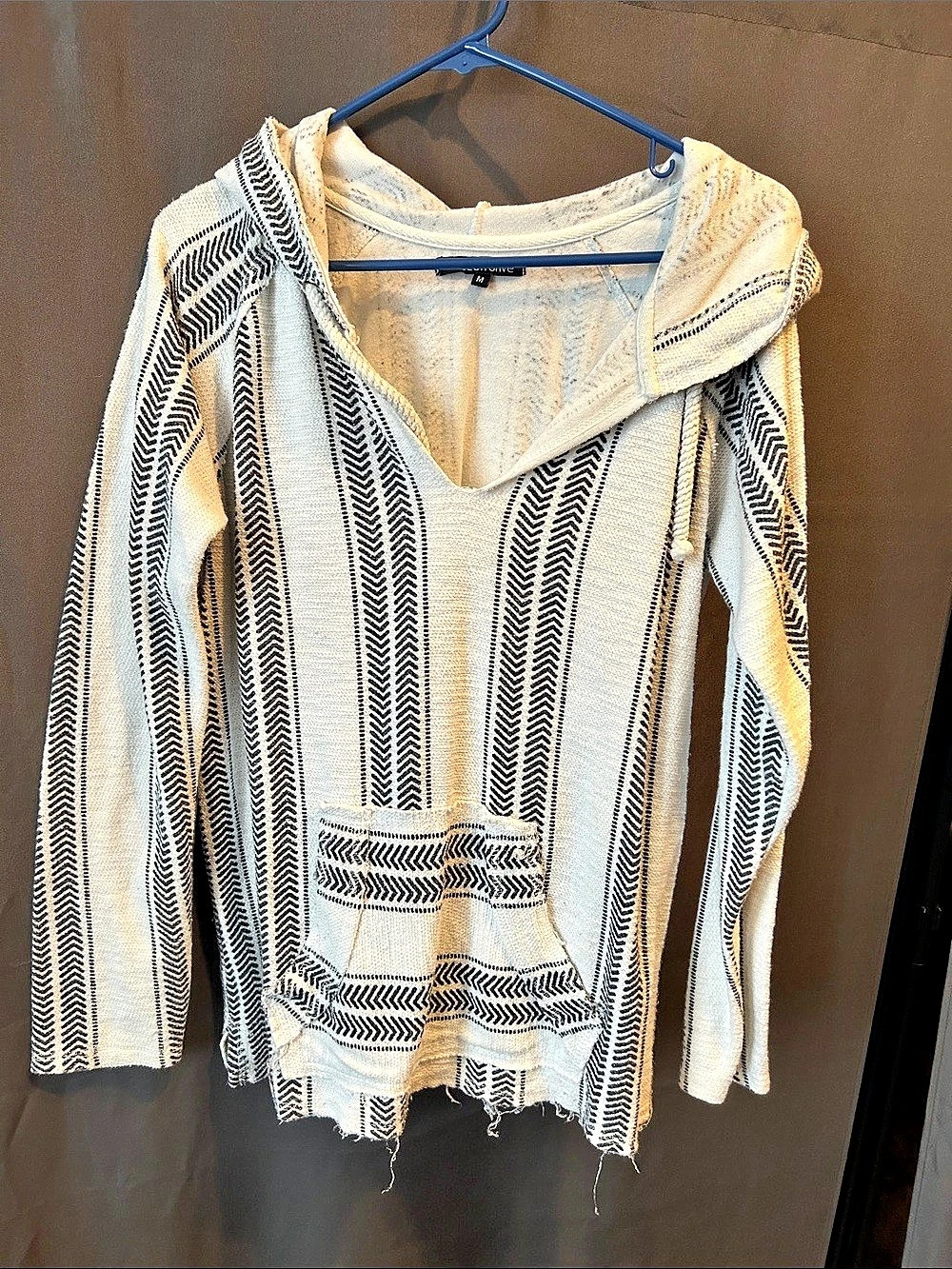Ocean drive  Geometric Cowl Neck Tunic Cream & Black Size Medium